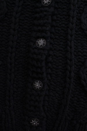 Chanel Cashmere Embellished-Button Cable Knit Sweater