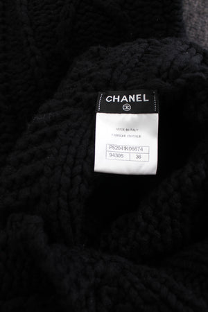 Chanel Cashmere Embellished-Button Cable Knit Sweater