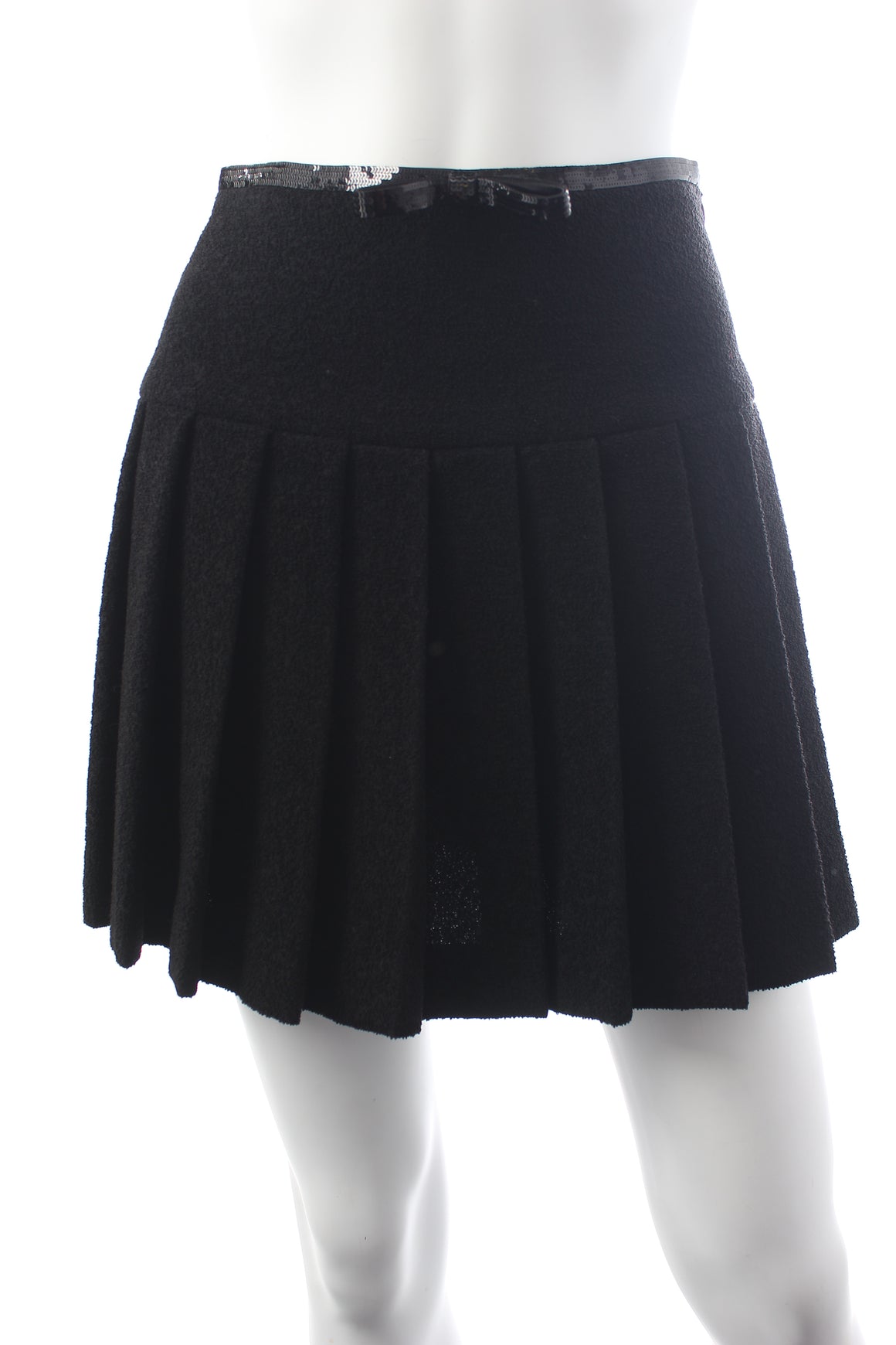 Miu Miu Bow-Embellished Wool-Blend Bouclé Pleated Mini Skirt