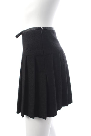 Miu Miu Bow-Embellished Wool-Blend Bouclé Pleated Mini Skirt