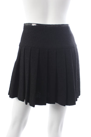 Miu Miu Bow-Embellished Wool-Blend Bouclé Pleated Mini Skirt