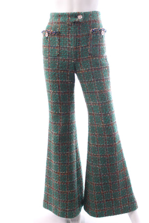 Chanel Check Tweed Wool-Blend Flared Trousers - Métiers d'Art Pre-Fall 2023 Collection
