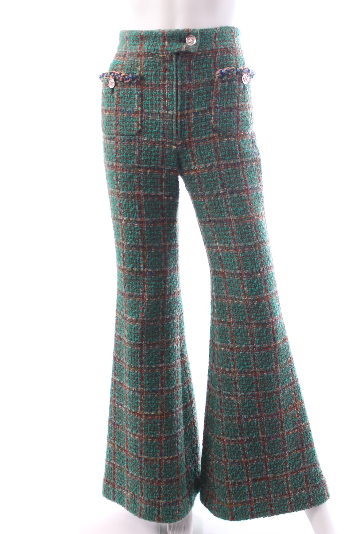 Chanel Check Tweed Wool-Blend Flared Trousers - Métiers d'Art Pre-Fall 2023 Collection