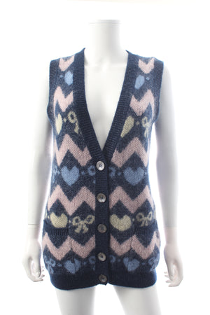 Alessandra Rich Fair Isle Mohair-Blend Vest