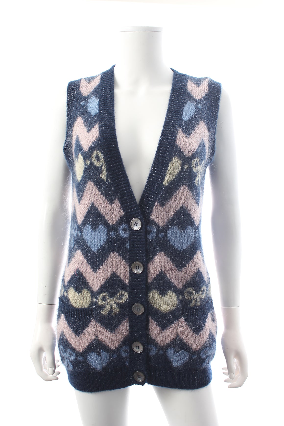Alessandra Rich Fair Isle Mohair-Blend Vest