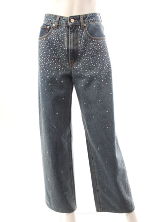 Alessandra Rich Embellished Wide Leg Jeans