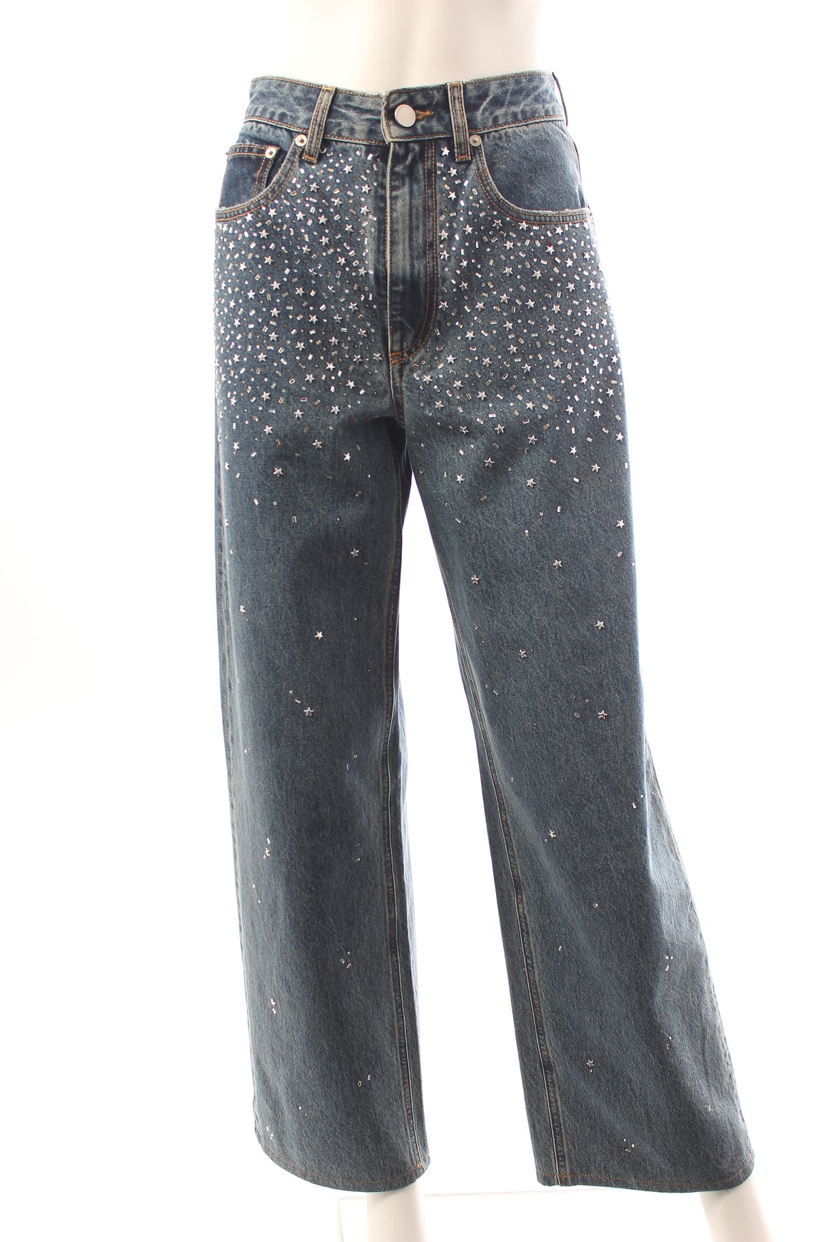 Alessandra Rich Embellished Wide Leg Jeans