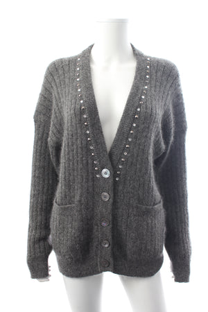 Alessandra Rich Embellished Wool-Blend Cardigan