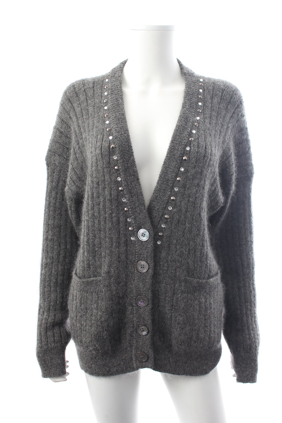 Alessandra Rich Embellished Wool-Blend Cardigan