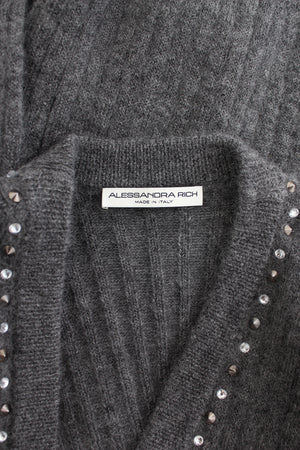 Alessandra Rich Embellished Wool-Blend Cardigan