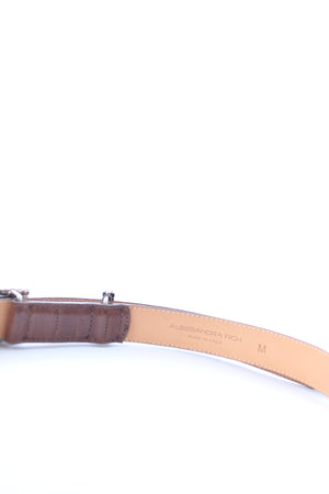 Alessandra Rich Crystal Buckle Leather Belt