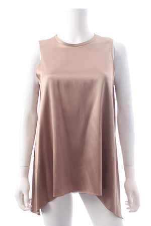 Brunello Cucinelli Asymmetric-Hem Silk Satin Top