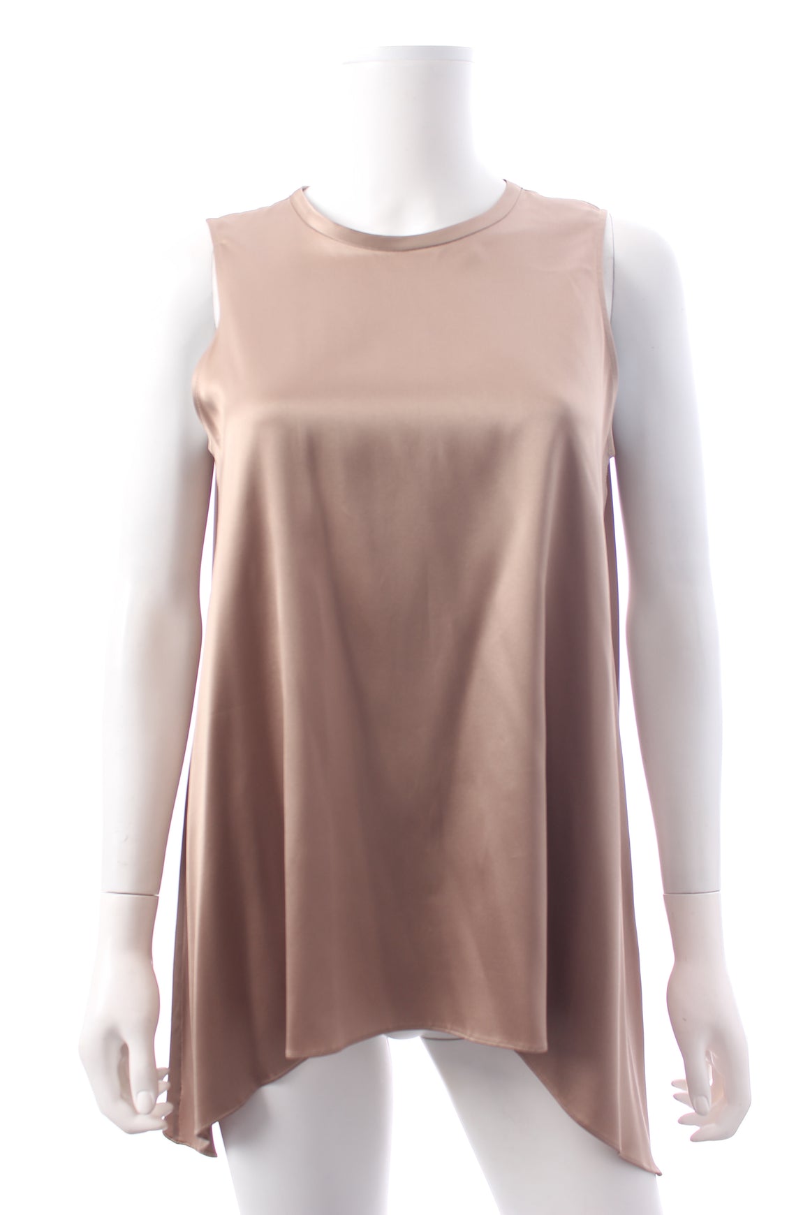 Brunello Cucinelli Asymmetric-Hem Silk Satin Top