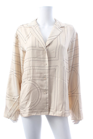 Toteme Monogram Embroidered Silk Shirt