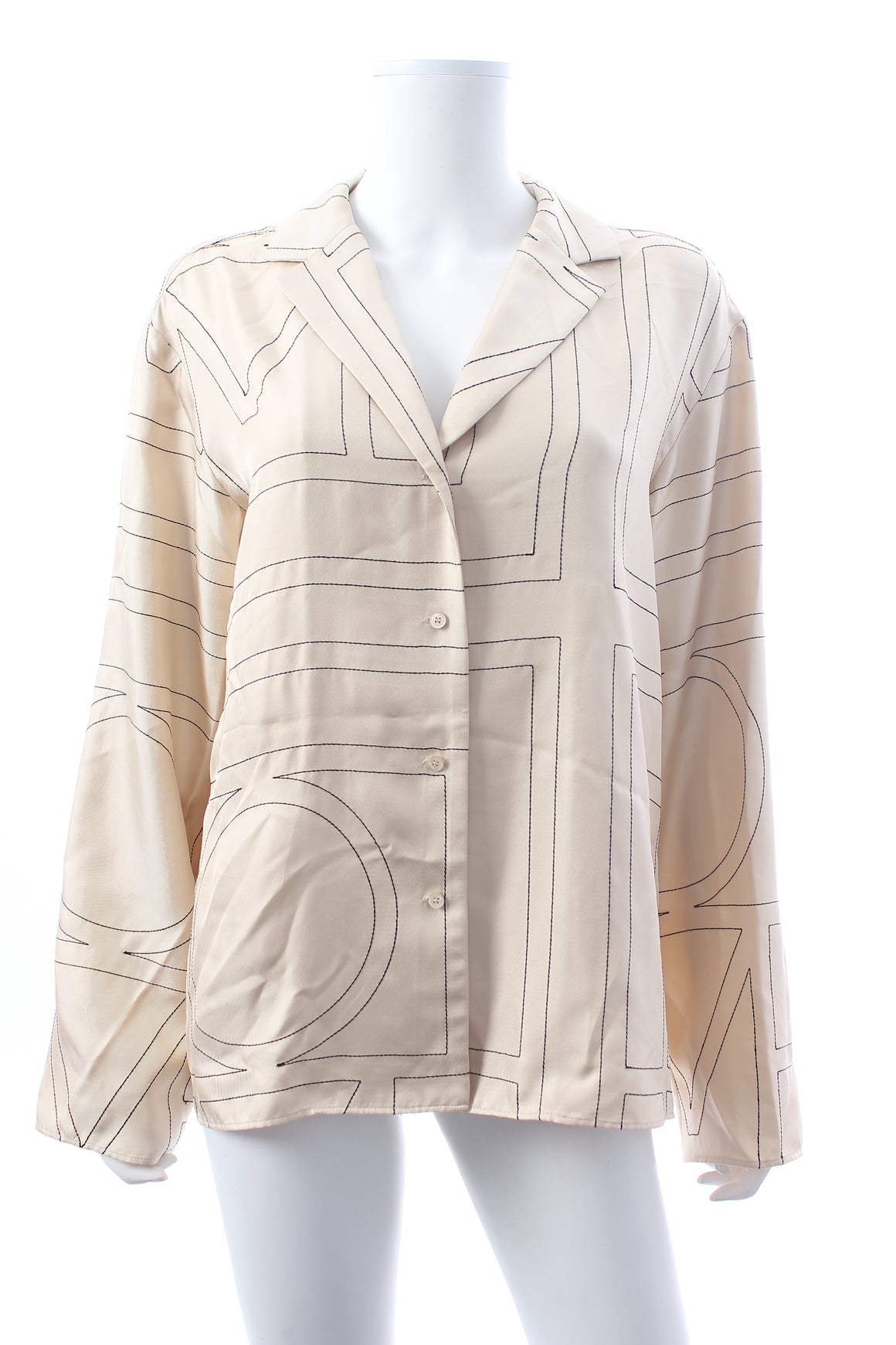 Toteme Monogram Embroidered Silk Shirt