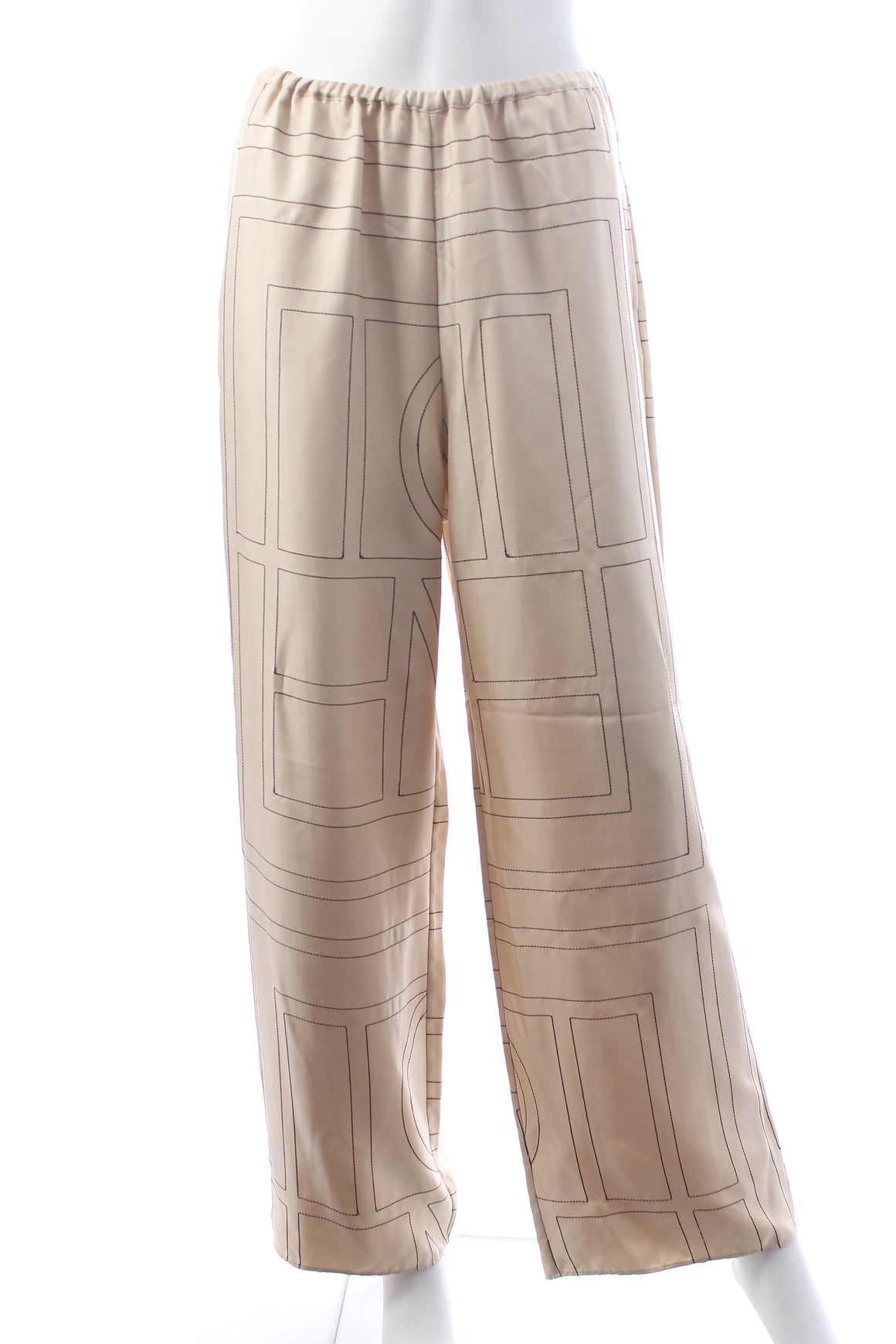 Toteme Monogram Embroidered Silk Trousers