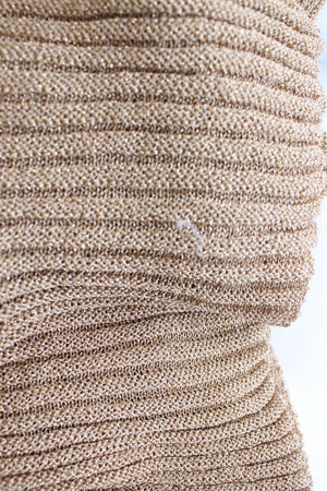 Chloe Asymmetric Ribbed Knit Lurex Midi Dress