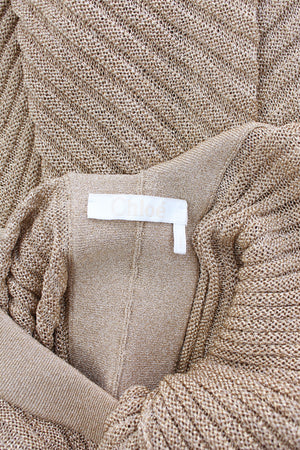 Chloe Asymmetric Ribbed Knit Lurex Midi Dress