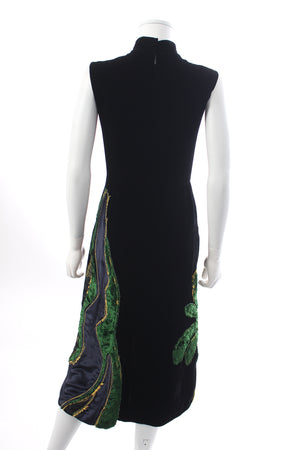 Prada Sleeveless Appliquéd Velvet Midi Dress