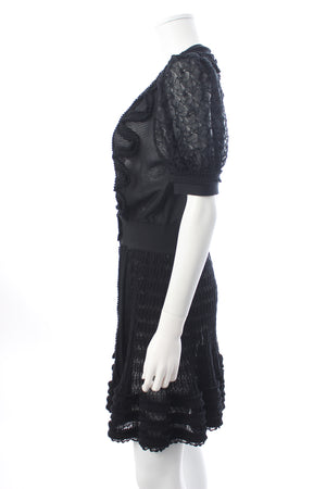 Chanel Ruffled Embroidered Lace Mini Dress