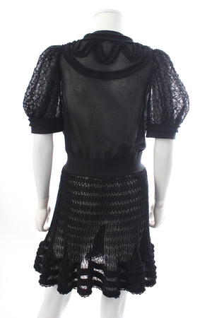 Chanel Ruffled Embroidered Lace Mini Dress
