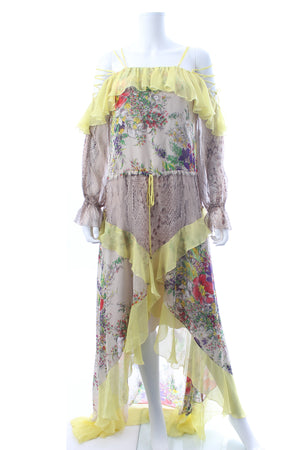 Blumarine Ruffled Printed Silk Chiffon Maxi Dress - Runway Collection