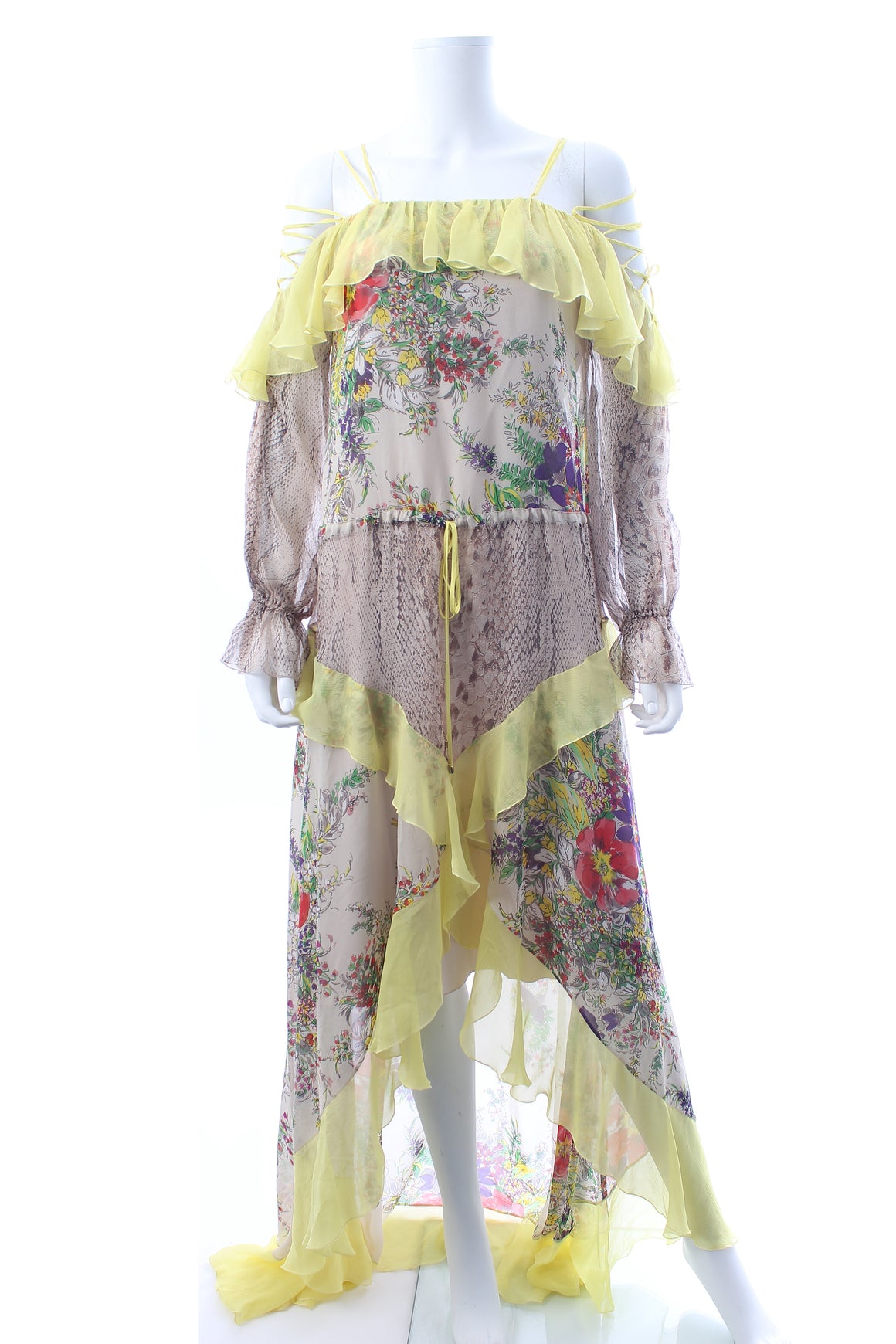 Blumarine Ruffled Printed Silk Chiffon Maxi Dress - Runway Collection