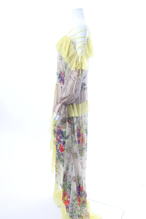 Blumarine Ruffled Printed Silk Chiffon Maxi Dress - Runway Collection