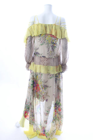 Blumarine Ruffled Printed Silk Chiffon Maxi Dress - Runway Collection
