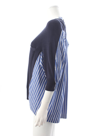 Sacai Shirt-Detail Cotton Knit Sweater