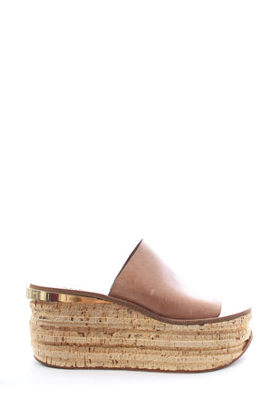 Chloe Camille Leather Wedge Mules