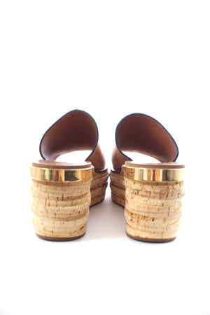 Chloe Camille Leather Wedge Mules