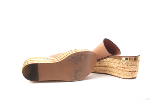 Chloe Camille Leather Wedge Mules