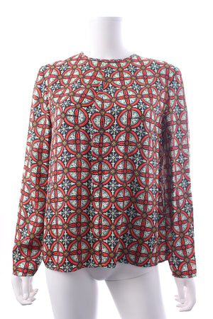 Carven Geometric Printed Silk Blouse