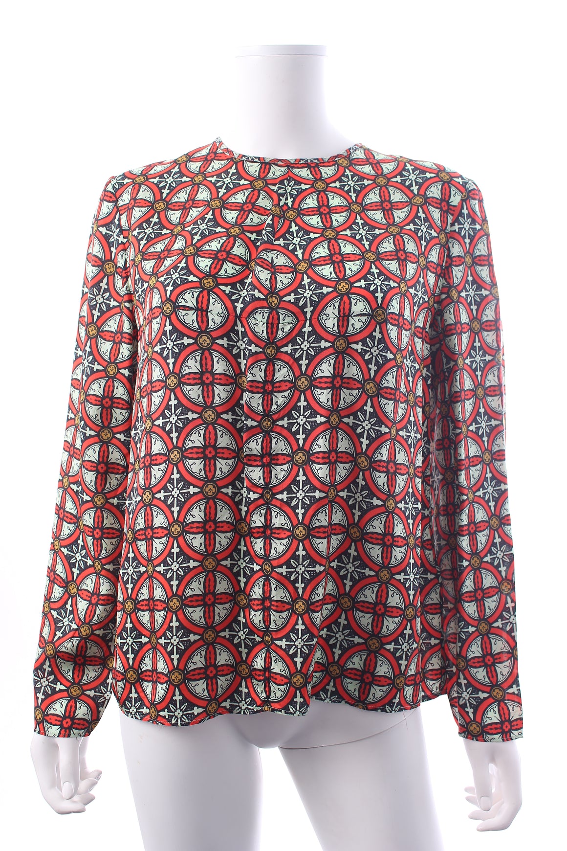 Carven Geometric Printed Silk Blouse