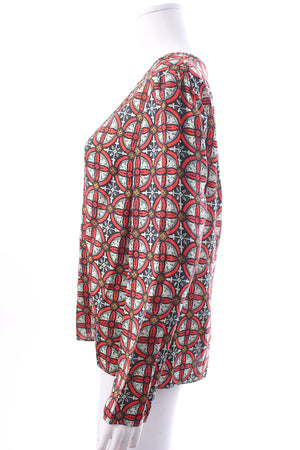 Carven Geometric Printed Silk Blouse