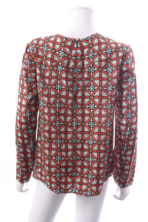 Carven Geometric Printed Silk Blouse