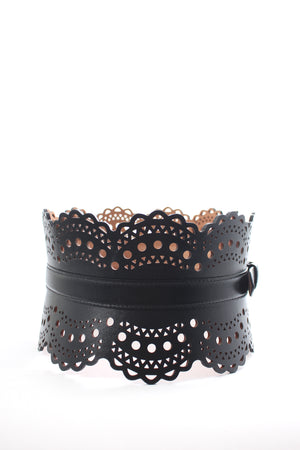 Alaïa Laser Cut Leather Corset Belt