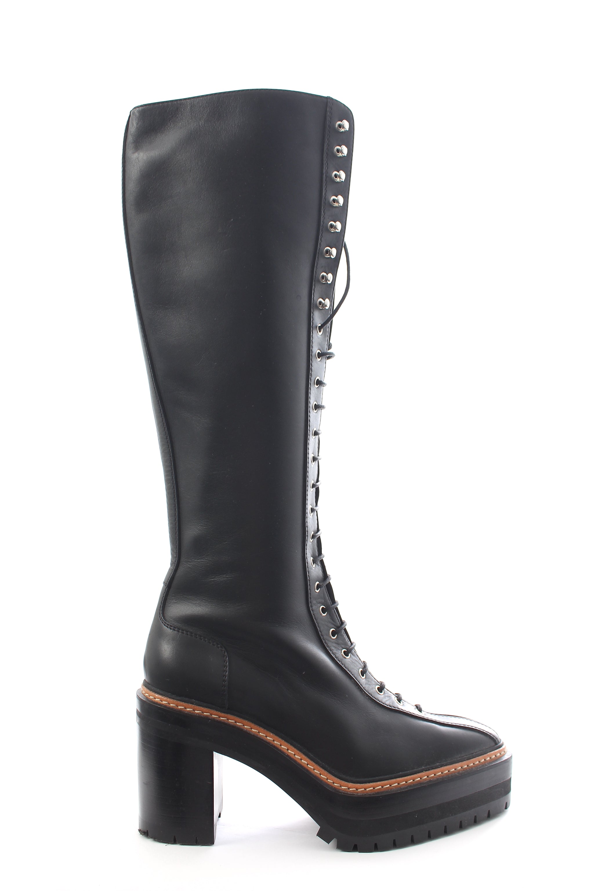 Hermes Lace Up Platform Leather Boots - Runway Collection