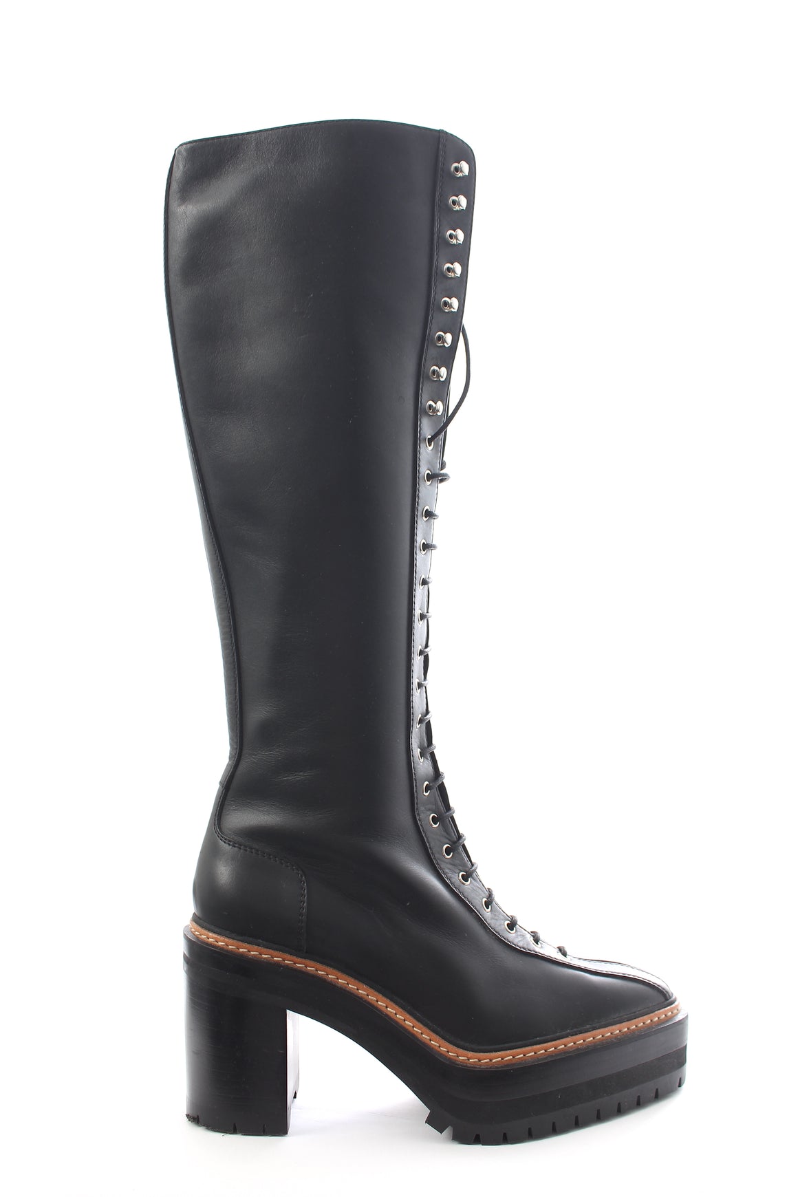 Hermes Lace Up Platform Leather Boots - Runway Collection