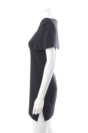 Alexander McQueen Cape Short-Sleeved Crepe Micro Mini Dress