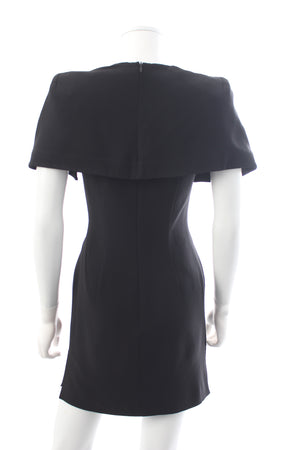 Alexander McQueen Cape Short-Sleeved Crepe Micro Mini Dress