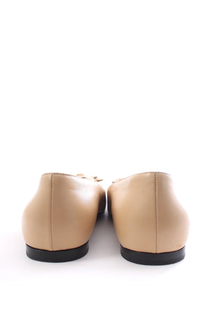 Chanel Camelia Flower Two Tone Leather Ballet Flats