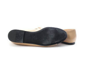 Chanel Camelia Flower Two Tone Leather Ballet Flats