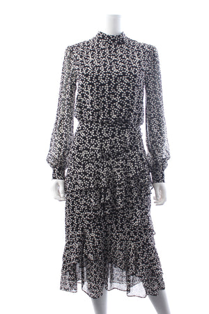 Saloni Isa Ruffled Silk Midi Dress