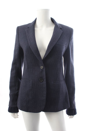 Veronica Beard Herringbone Wool Blazer with Detachable Knitted Cuffs