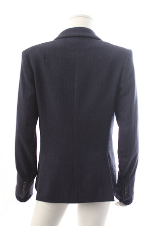 Veronica Beard Herringbone Wool Blazer with Detachable Knitted Cuffs