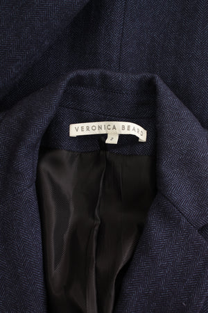 Veronica Beard Herringbone Wool Blazer with Detachable Knitted Cuffs