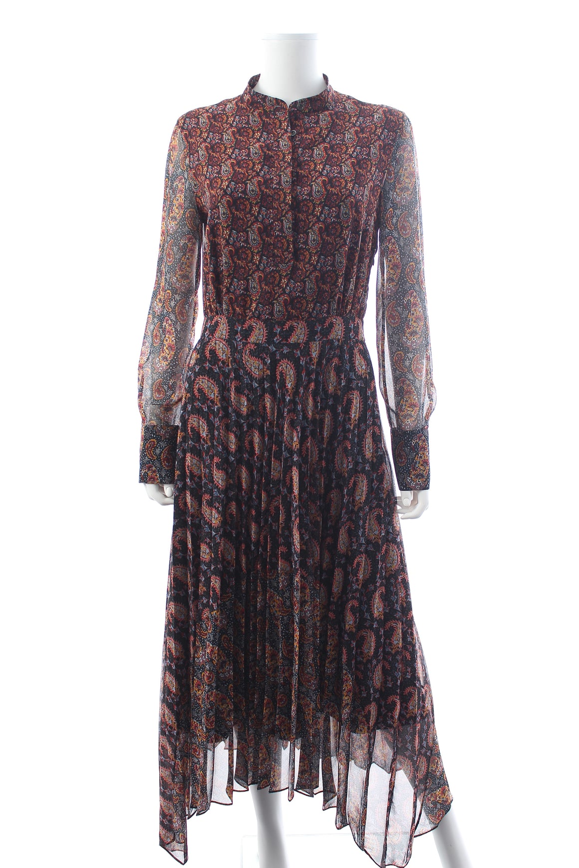 Altuzarra Lakshmi Asymmetric Paisley-Printed Pleated Midi Dress