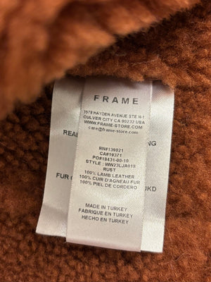 FRAME Shearling Strong Shoulder Moto Leather Jacket